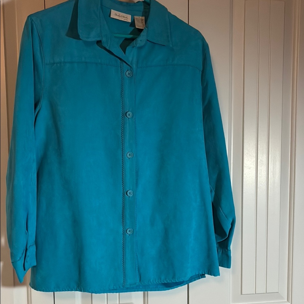 Studio Works Teal Button-Up Blouse